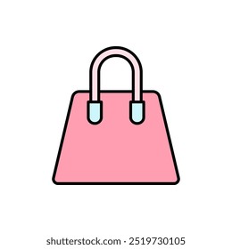 Vector icon of lady bag, side bag flat design symbol.