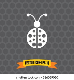 Vector Icon of Lady Bug on Dark Gray Background. Eps.10.