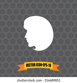 Vector Icon of Lady on Dark Gray Background. Eps.10.