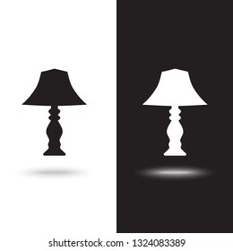 Vector icon lamp desktop on black and white background