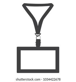Vector icon lanyard with tag.  Name badge or tag. Employee badge isolated on white background