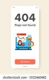 Vector icon of laptop with business programs on table. Application, software, internet. CRM system concept. Can be used for topics like business, technology, communication