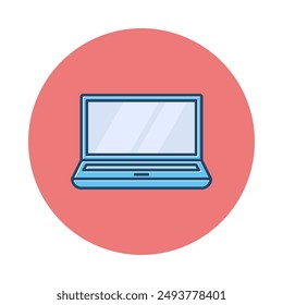 Vector icon of a laptop with a circle background.