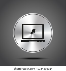Vector icon laptop metallic isolated on dark background