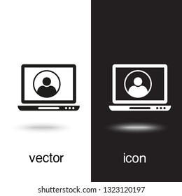 Vector icon laptop on black and white background