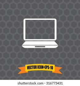 Vector Icon of Laptop on Dark Gray Background. Eps.10.