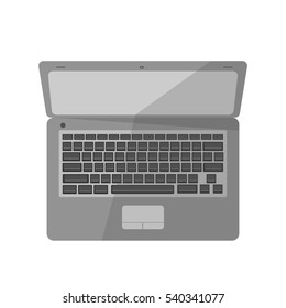 Vector icon of laptop. Symbol business equipmens: modern tech, computer technology, digital portable pc. Notebook illustration in flat design. Modern device, isolated on white background.
