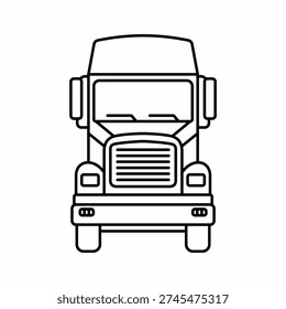 Vector icon of a large industrial company truck with a front view. Truck icons for web and apps.