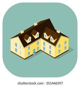 Vector icon of a large palatial house. A vector icon illustration of a mansion home. large wealthy residential built structure.