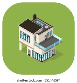 Vector icon of a large ultra modern house. A vector icon illustration home. large minimalist residential built structure.