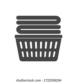 Vector icon of laundry basket on white isolated background.