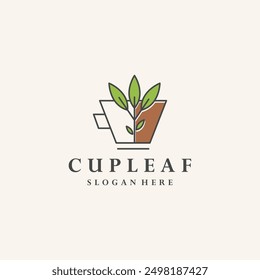 Vector icon leaf cup logo design