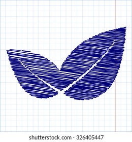 vector icon leaf with pen effect 