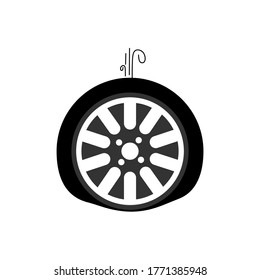 Vector icon of a leaky tire. transportation symbol