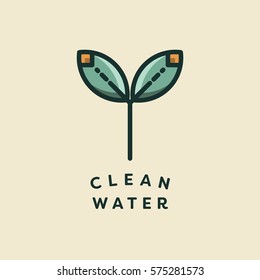 Vektorsymbol von Blättern mit Text-sauberem Wasser