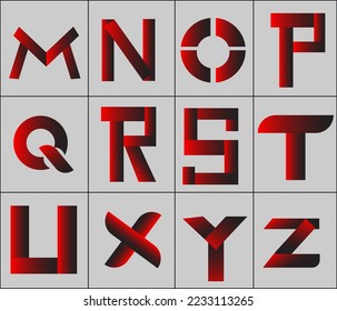 vector icon letter from A-Z with red color and white background