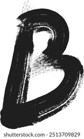 Vektorsymbol des Buchstabens B mit Farbstrich, B - Schwarze handgeschriebene Buchstaben, handgezeichnete B-Buchstaben Logo-Design. Pinselstrich-B-Buchstabe-Logo-Design auf weißem Hintergrund.eps8