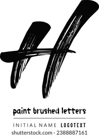 vector icon of letter H with ink stroke, H - Black handwritten letters, hand drawn H letters Logo design. Brushstroke H Letter Logo Design on white background.eps8