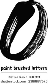 vector icon of letter O with ink stroke,O - Black handwritten letters, hand drawn O letters Logo design. Brushstroke O Letter Logo Design on white background.eps8