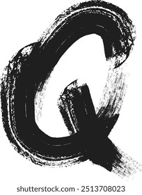 vector icon of letter Q with ink stroke, Q - Black handwritten letters, hand drawn Q letters Logo design. Brushstroke Q Letter Logo Design on white background .eps8