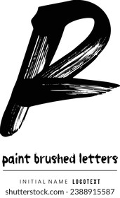 vector icon of letter R with ink stroke, R - Black handwritten letters, hand drawn R letters Logo design. Brushstroke R Letter Logo Design on white background.eps8