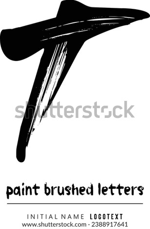 vector icon of letter T with ink stroke, T - Black handwritten letters, hand drawn T letters Logo design. Brushstroke T Letter Logo Design on white background.eps8