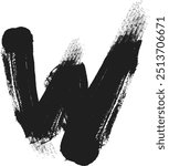 vector icon of letter W with ink stroke, W - Black handwritten letters, hand drawn W letters Logo design. Brushstroke W Letter Logo Design. eps8