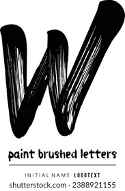 vector icon of letter W with ink stroke, W - Black handwritten letters, hand drawn W letters Logo design. Brushstroke W Letter Logo Design on white background.eps8