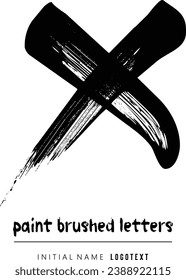 vector icon of letter X with ink stroke, X - Black handwritten letters, hand drawn X letters Logo design. Brushstroke X Letter Logo Design on white background.eps8