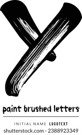 Vektorsymbol des Buchstabens Y mit Farbstrich, Y - Schwarze handgeschriebene Buchstaben, handgezeichnete Y-Buchstaben Logo-Design. Pinselstrich Y Letter Logo Design auf weißem Hintergrund.eps