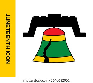 Vector icon of the Liberty Bell symbolizing independence and justice. Great for Juneteenth, Black history, and freedom-related projects. Editable vector for design flexibility.