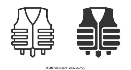 Vector icon of a life vest, commonly used for safety and water activities like swimming, boating, and rescue operations.