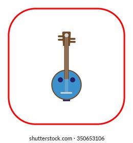 Vector icon of light blue banjo instrument