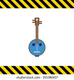 Vector icon of light blue banjo instrument