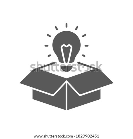 Vector icon light bulb in a box logo. Brainstorm icon