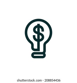 Vector icon. Light bulb with dollar symbol business concept.