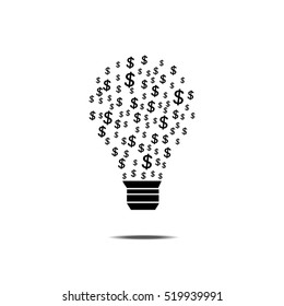 Vector icon. Light bulb with dollar symbol business concept.