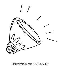 Vector icon of a light bulb. Doodle Hand Drawn Sign with Thin Line Illustration for web and Print