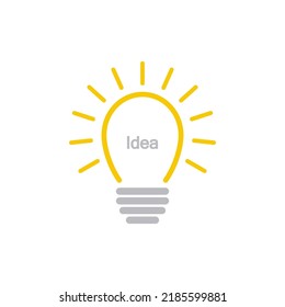 Vector icon of a light bulb full of light, ideas, creative and analytical thinking.