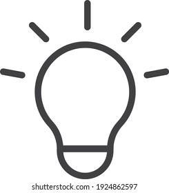 Vector icon of a light bulb. Light Bulb idea logo concept. Lights icon web design element. Isolated silhouette LED light. editable stroke