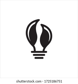 Vector icon of a light bulb with leaves  Idea sign  solution  Thinking concept  innovative logo. Electric lighting. Electric  Shine.