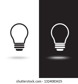 Vector icon light bulb on black and white background