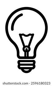 Vector icon of a light bulb in simple minimalistic design for illustration of creativity, bright ideas, intelligence and attention.