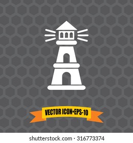 Vector Icon of Light House on Dark Gray Background. Eps.10.
