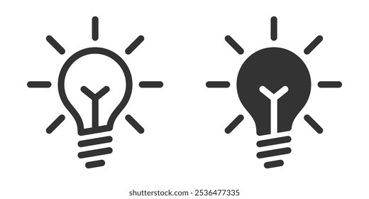 Vector icon of a lightbulb in two variations, representing ideas, creativity, or innovation. Perfect for business and inspiration themes.