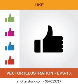 Vector Icon Of Like With Title & Small Multicolored Icons. Eps-10.