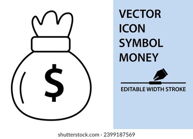 dinero de arte de línea de icono vectorial para el trazo editable web de elemento