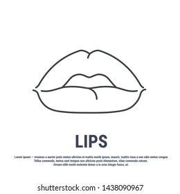 Vector icon. Line design. Lips. Disease and treatment. Symbol, element, sign, logo, emblem. Concept illustration.
