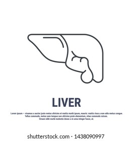 Vector icon. Line design. Liver. Anatomical structure of man. Disease and treatment. Symbol, element, sign, logo, emblem. Concept illustration.