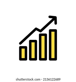 Icono vectorial del dibujo de línea del gráfico en crecimiento